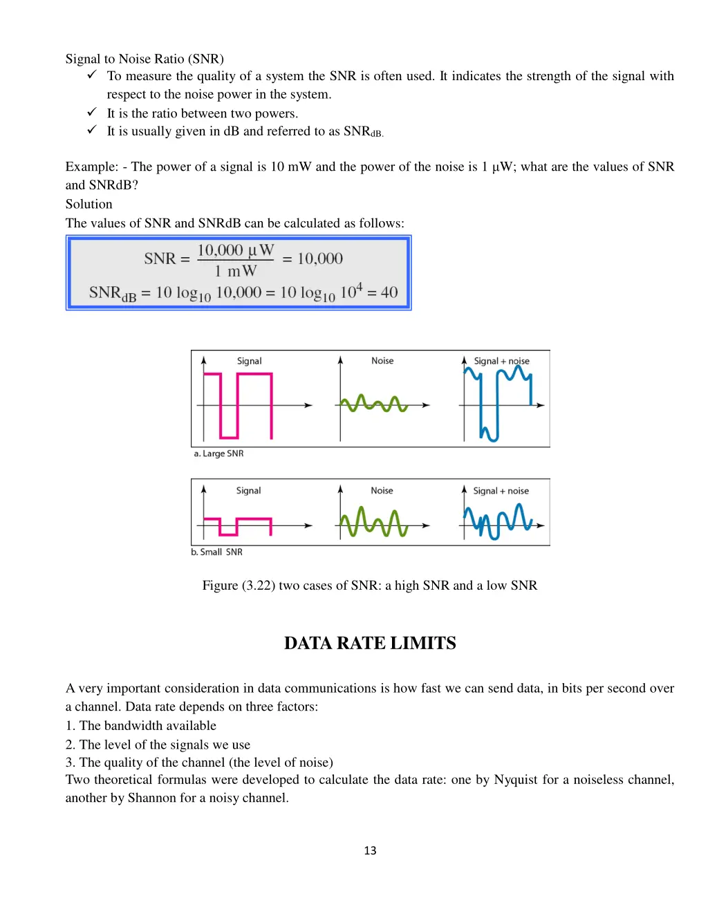 signal to noise ratio snr to measure the quality