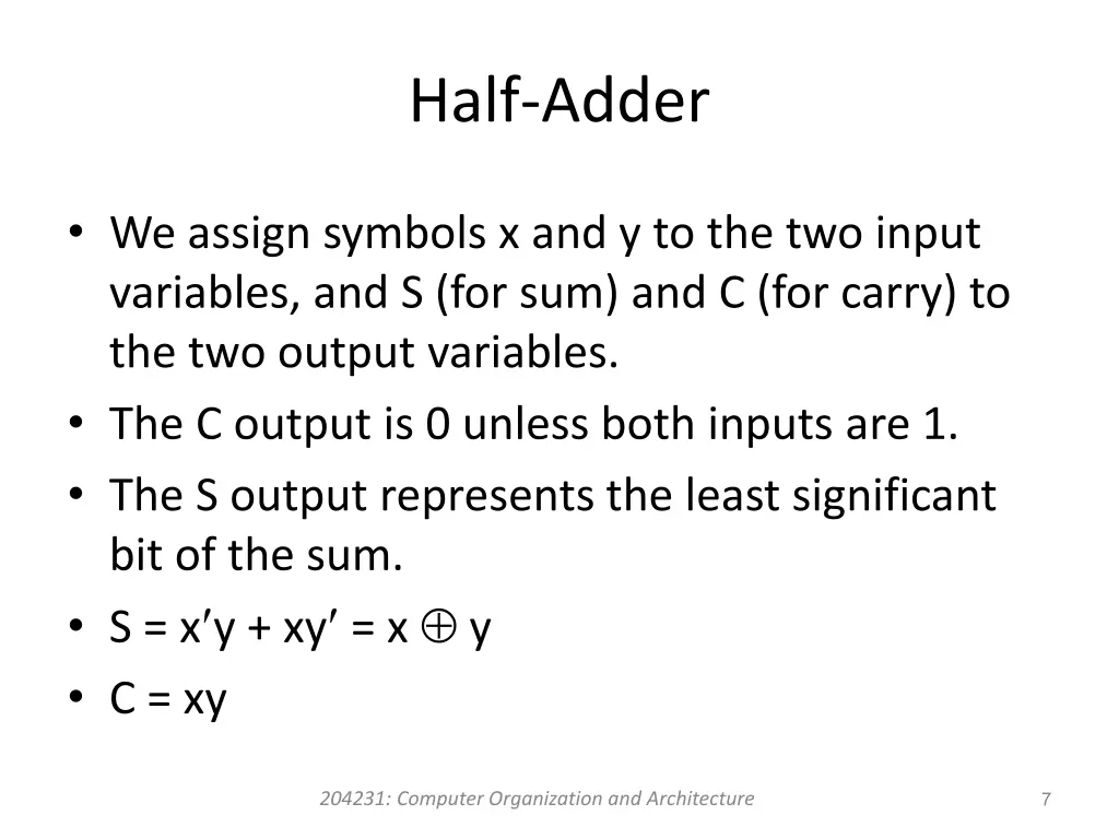 half adder 2