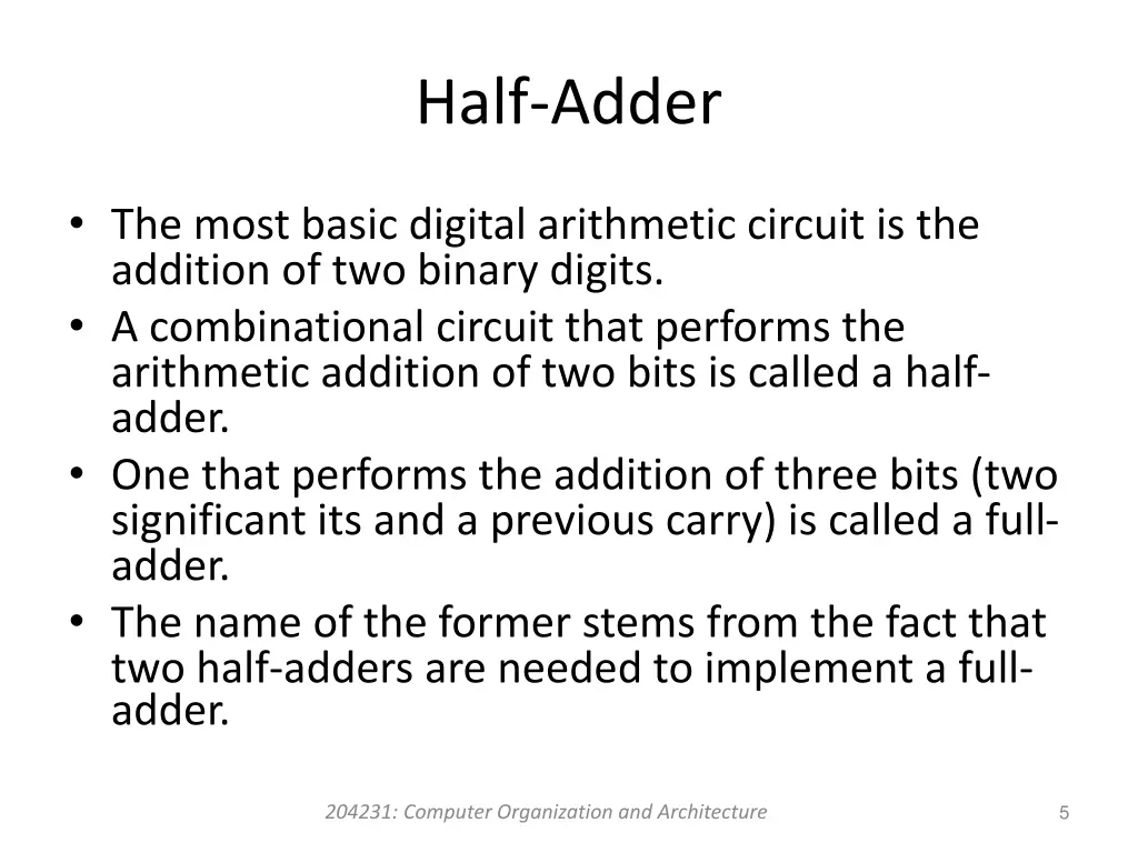 half adder