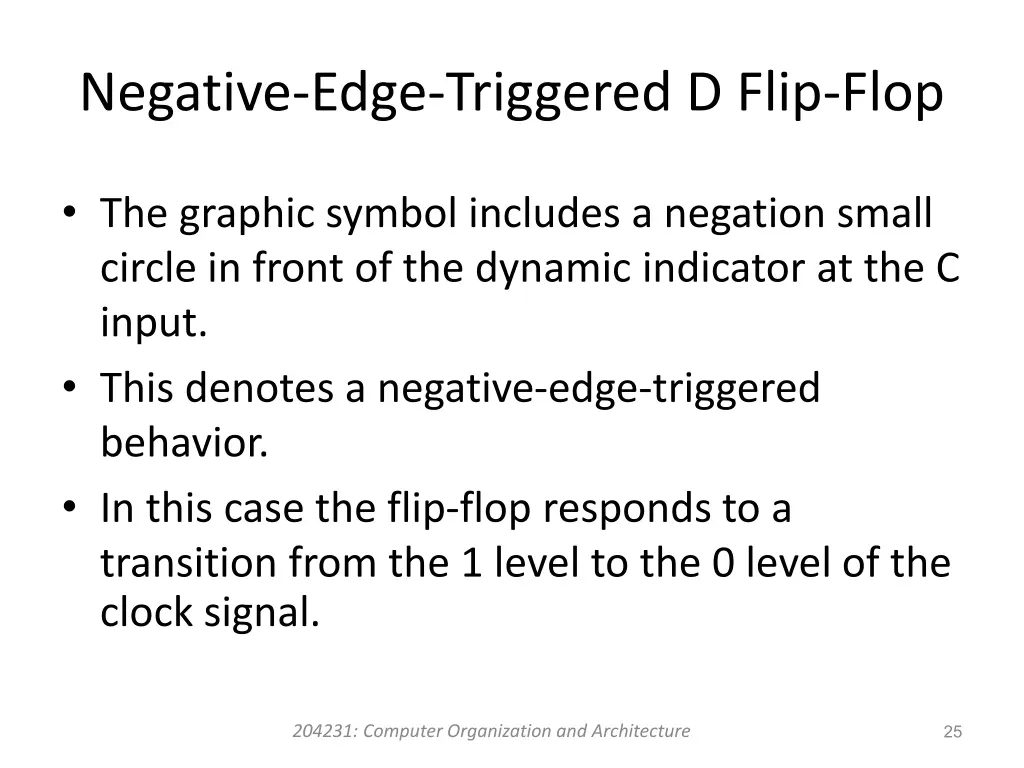 negative edge triggered d flip flop