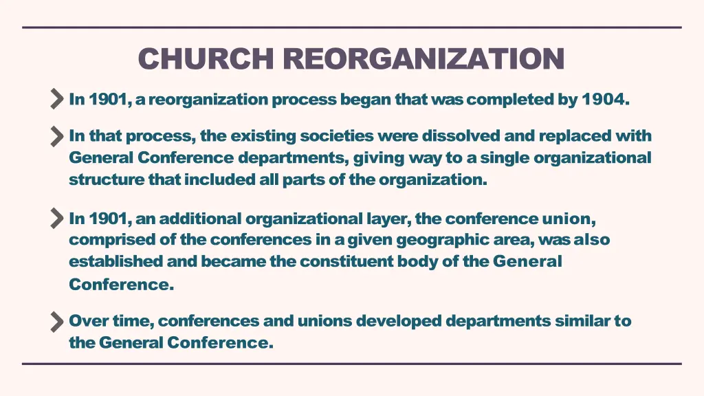 church reorganization