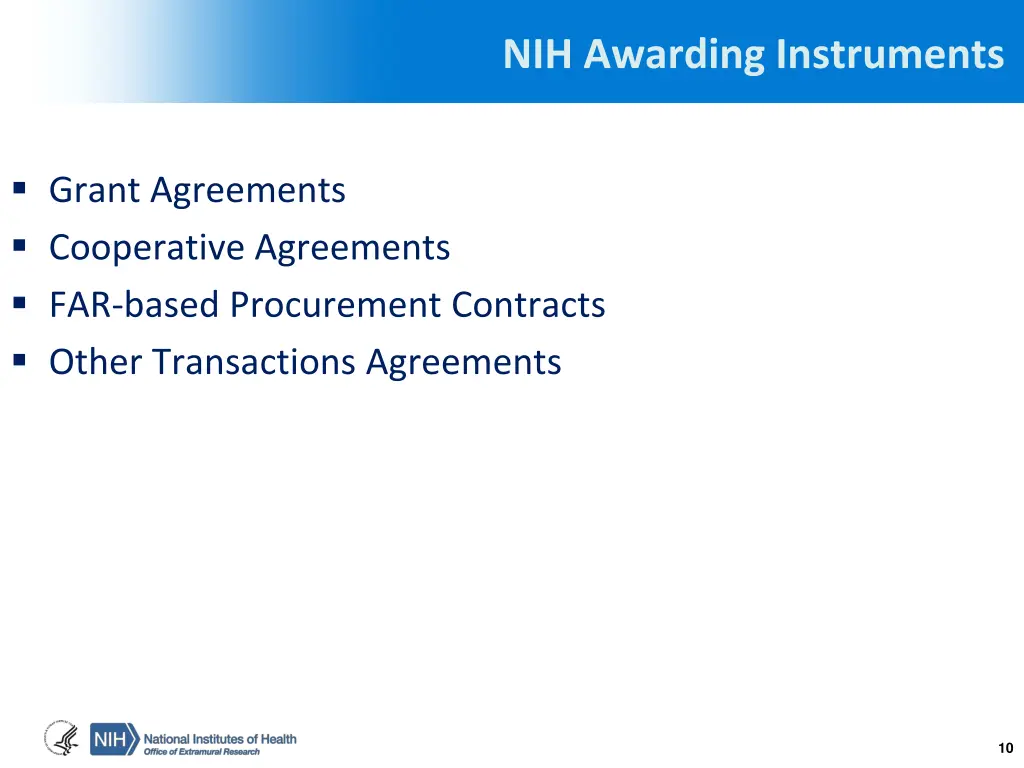 nih awarding instruments