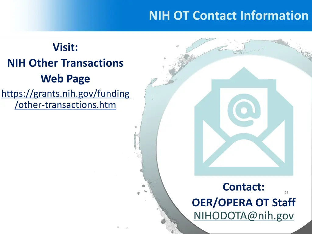 nih ot contact information