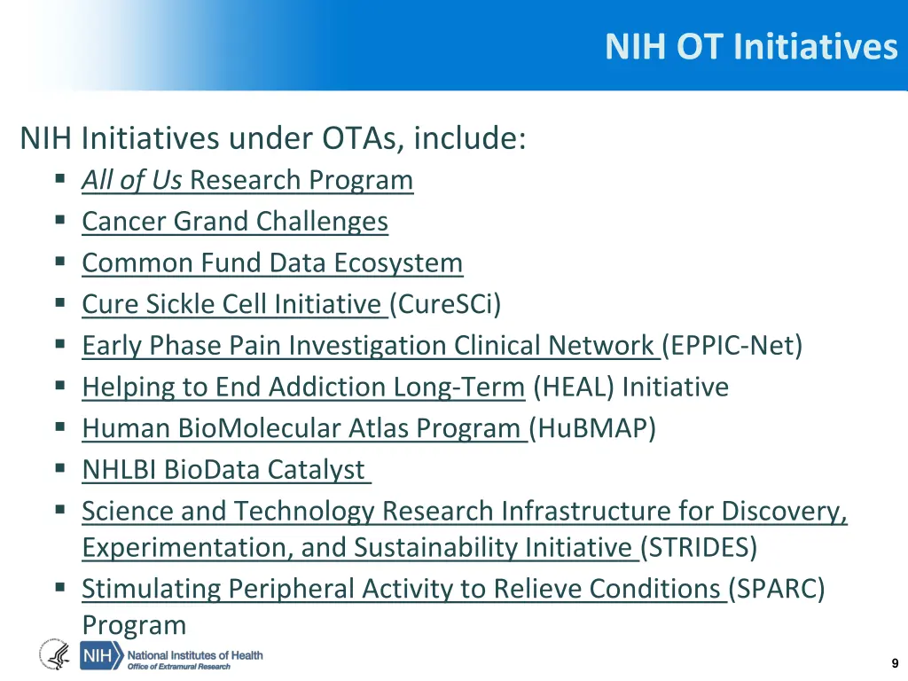 nih ot initiatives