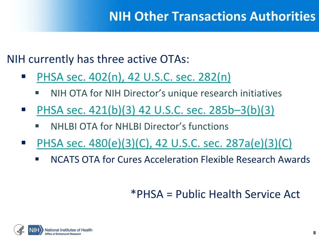 nih other transactions authorities