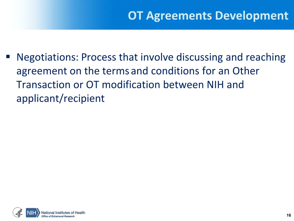 ot agreements development