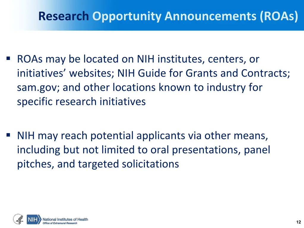 research opportunity announcements roas