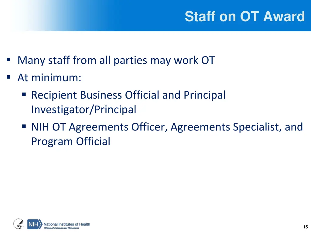 staff on ot award