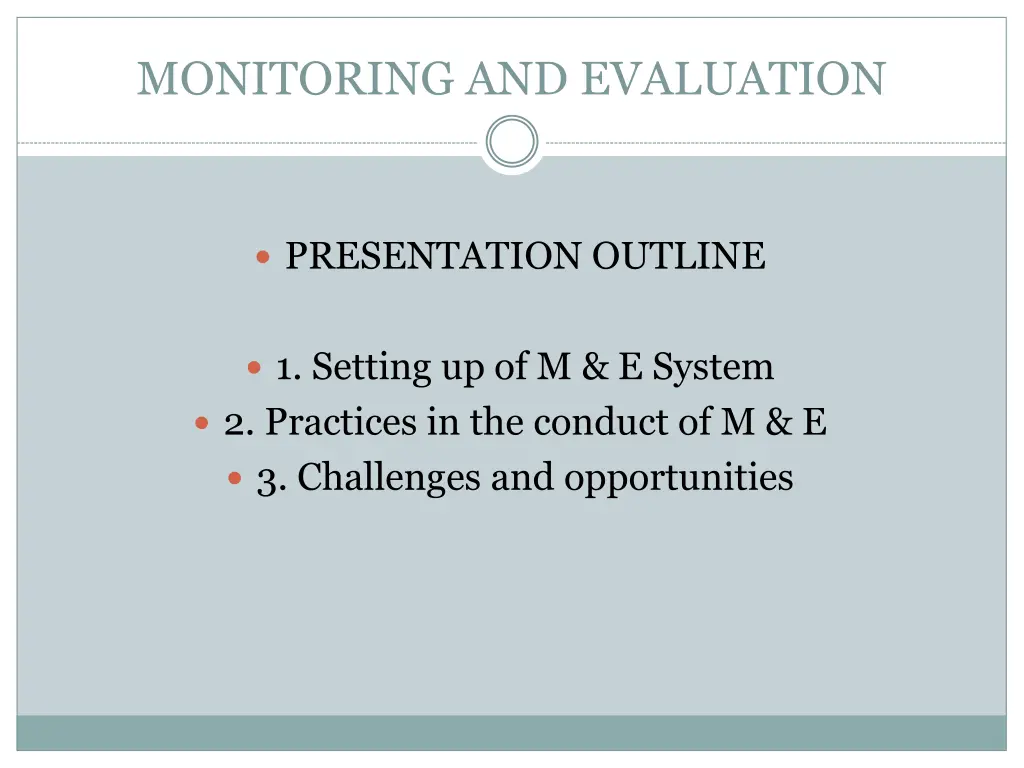 monitoring and evaluation 1