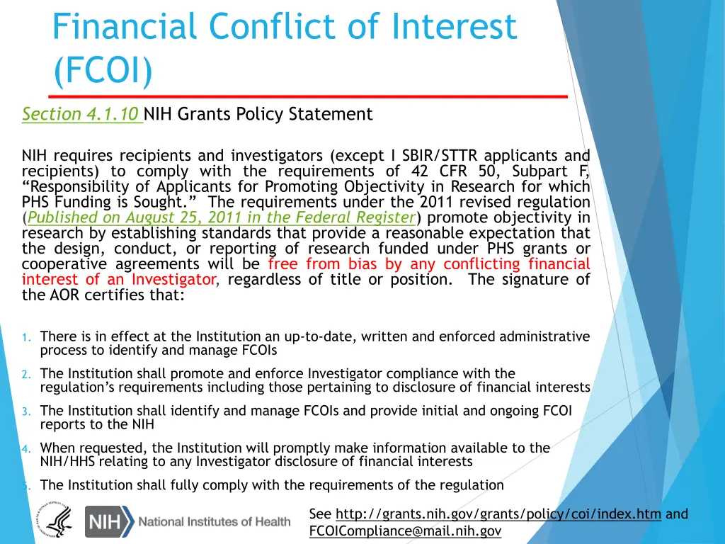 financial conflict of interest fcoi