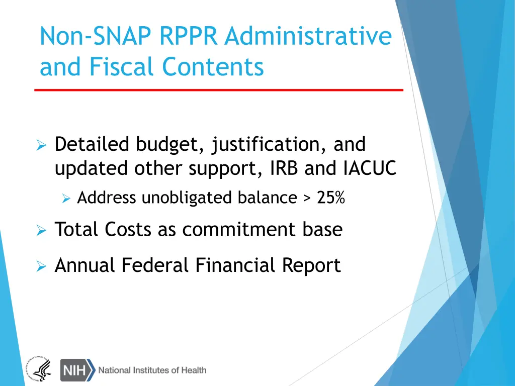 non snap rppr administrative and fiscal contents