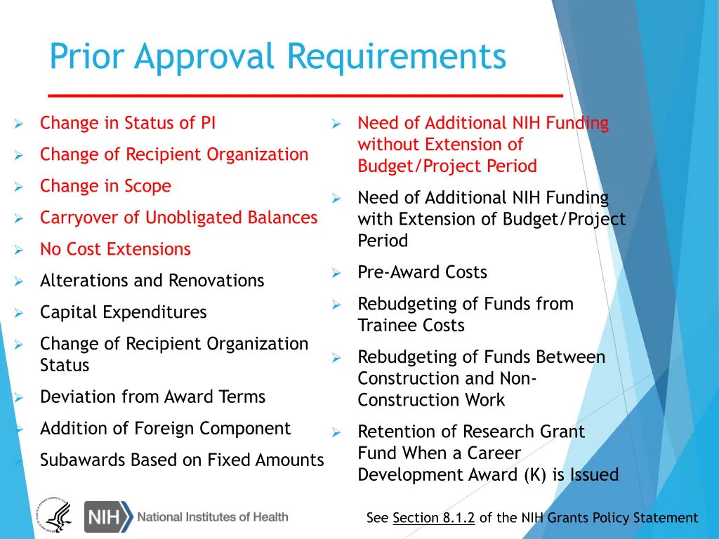 prior approval requirements