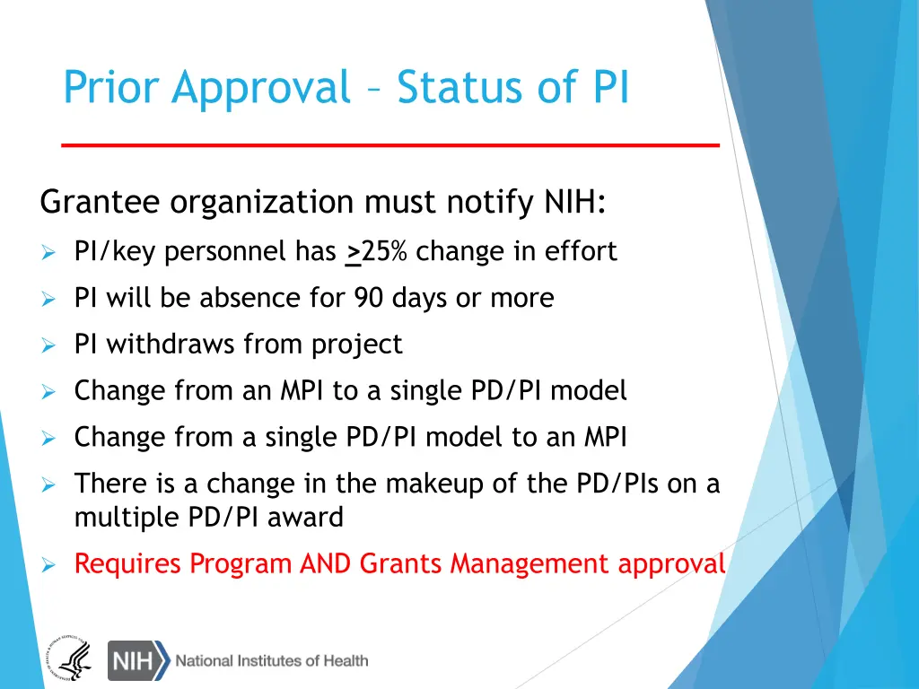 prior approval status of pi