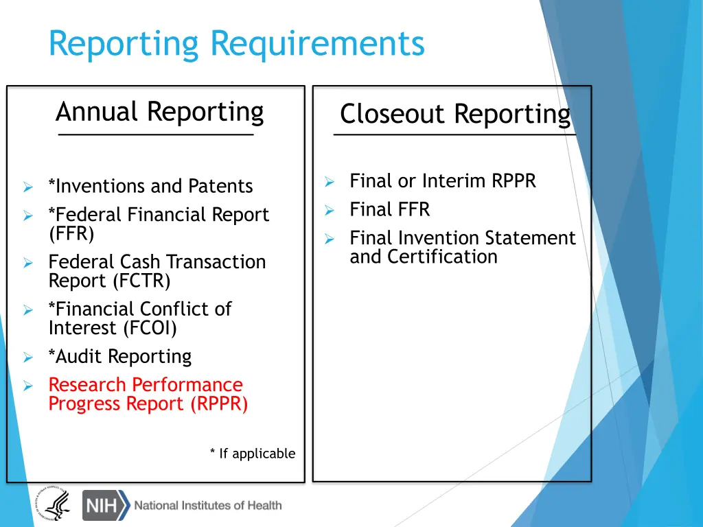 reporting requirements 1