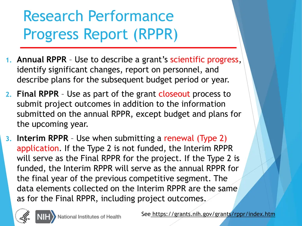 research performance progress report rppr 1