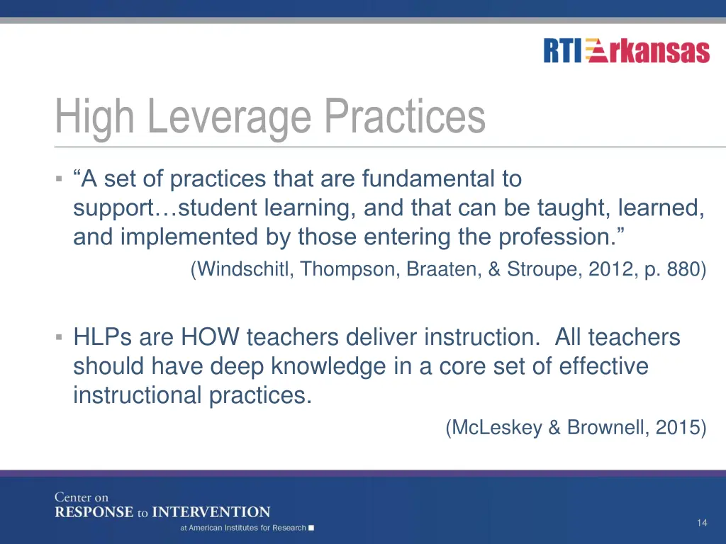 high leverage practices