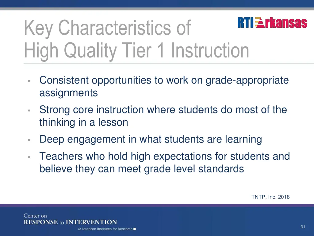 key characteristics of high quality tier