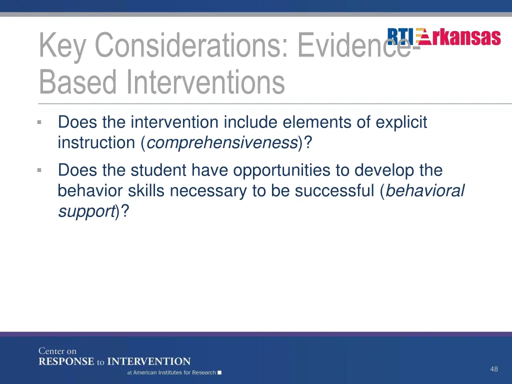 key considerations evidence based interventions 1