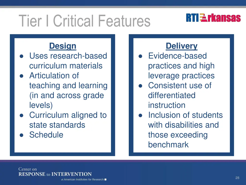 tier i critical features