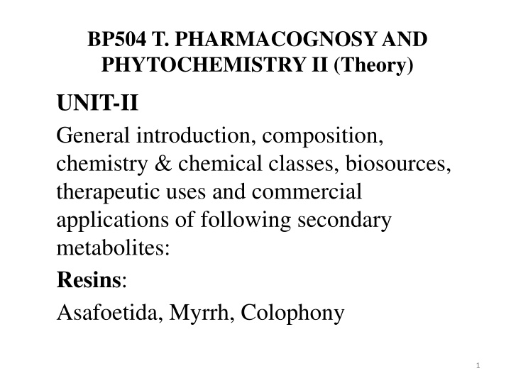 bp504 t pharmacognosy and phytochemistry ii theory