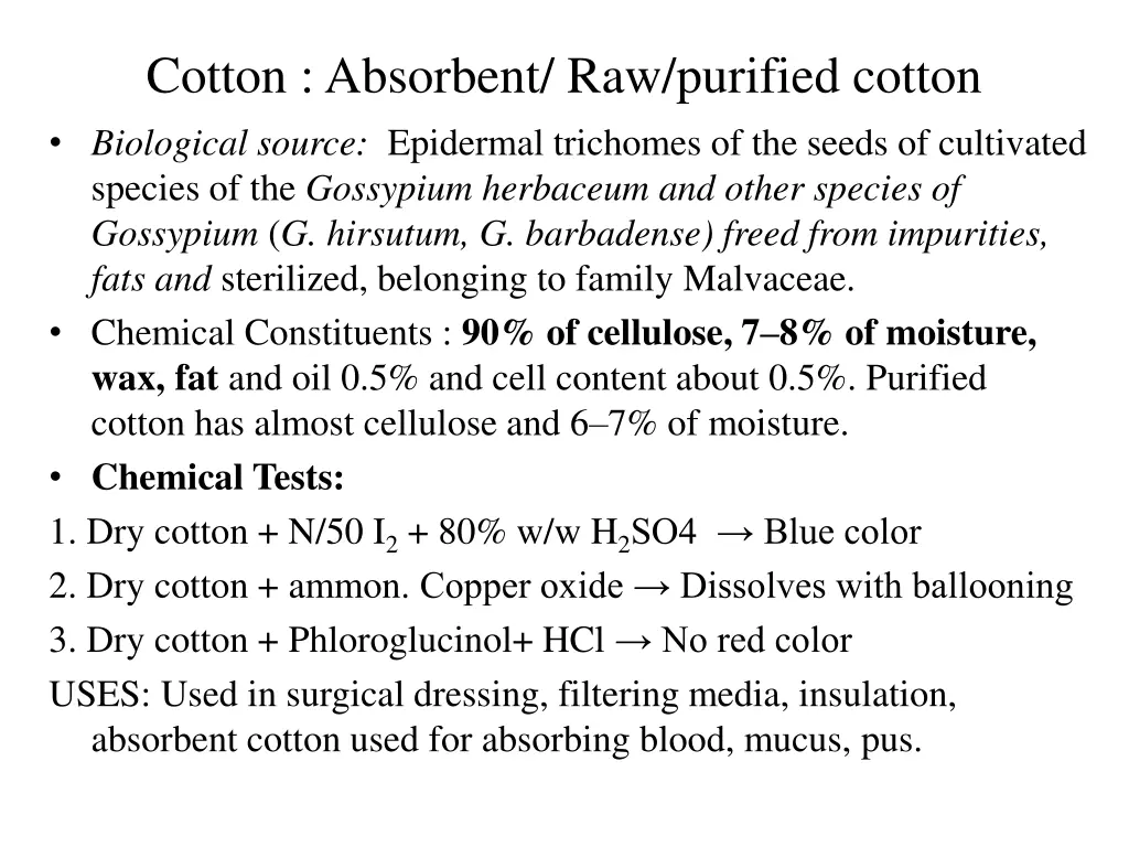 cotton absorbent raw purified cotton biological