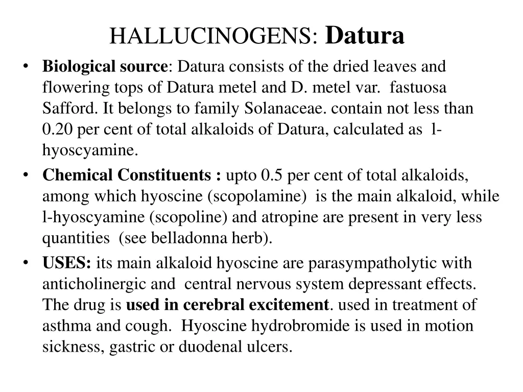 hallucinogens datura biological source datura