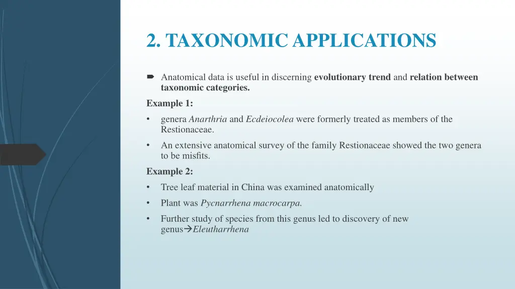 2 taxonomic applications