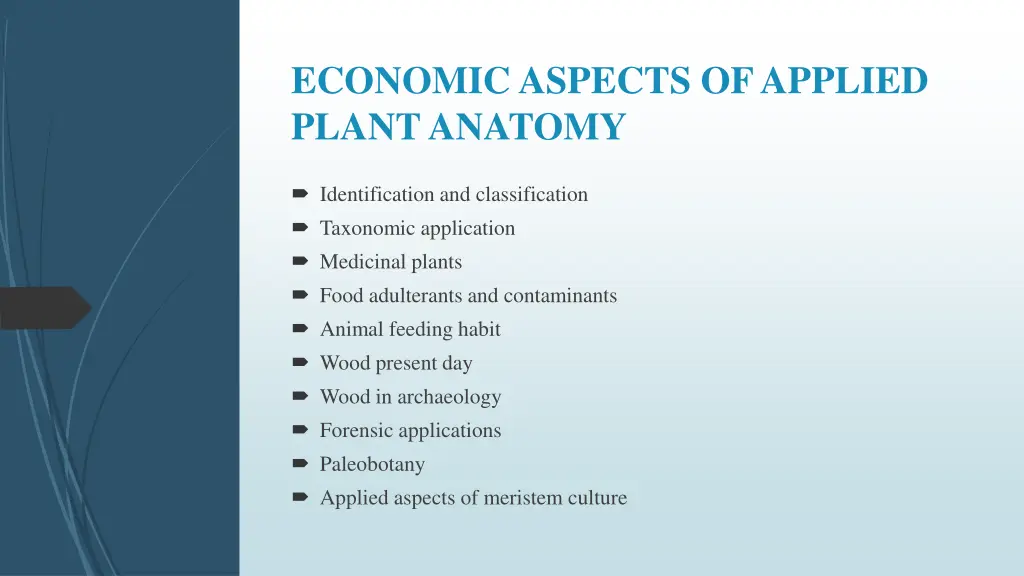 economic aspects of applied plant anatomy