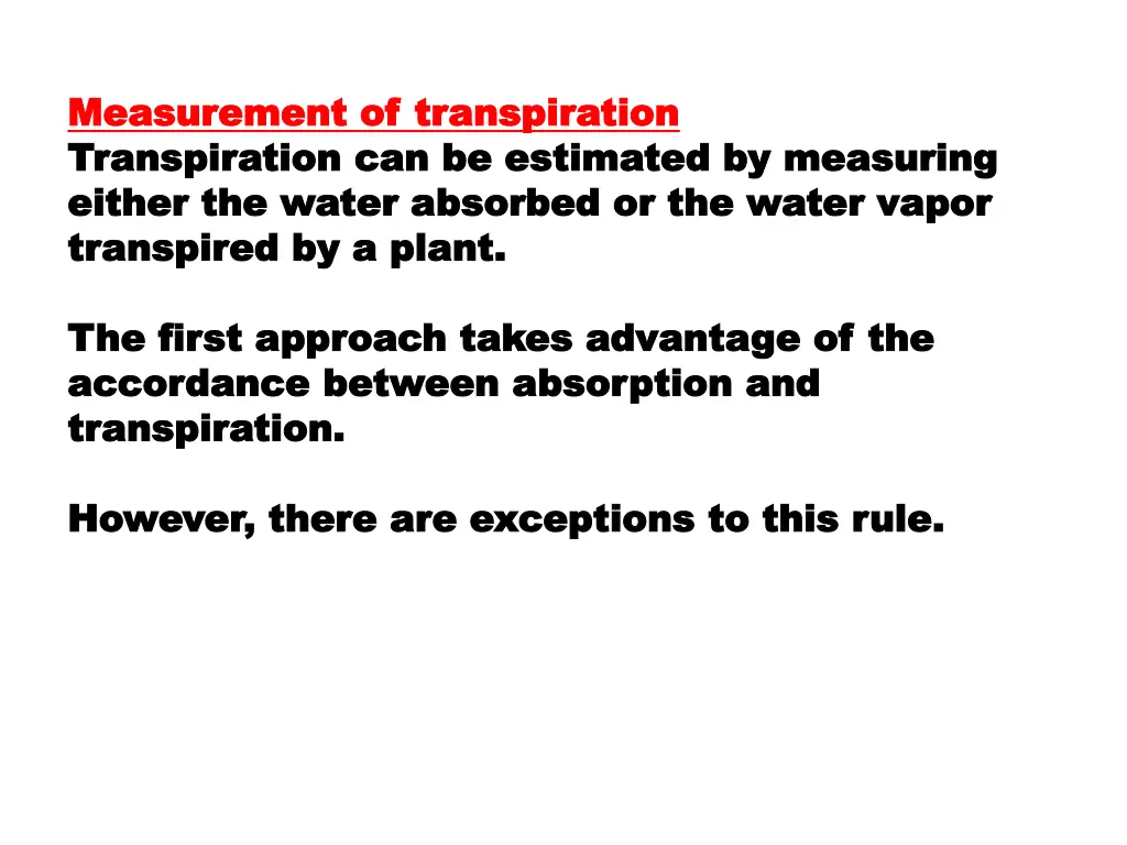 measurement of transpiration measurement