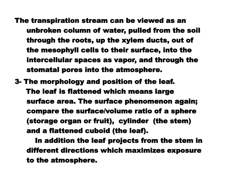 the transpiration stream can be viewed