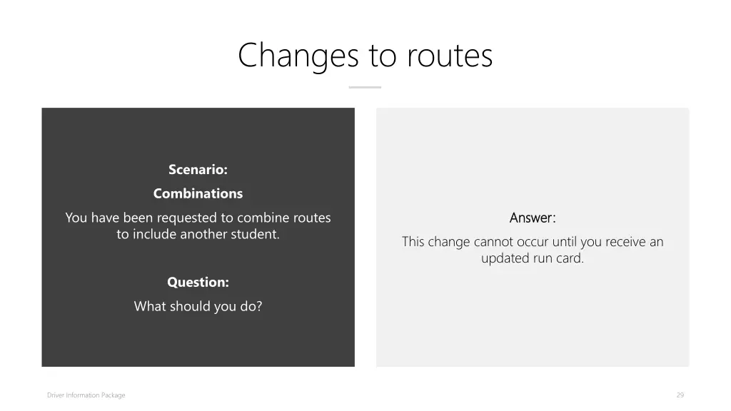 changes to routes