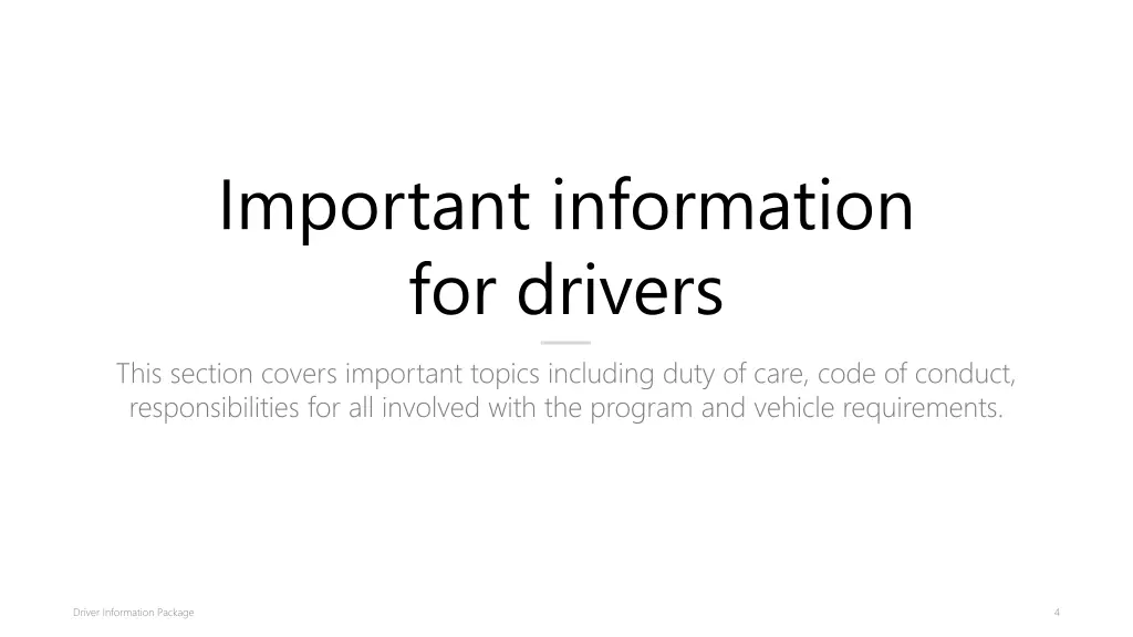 important information for drivers