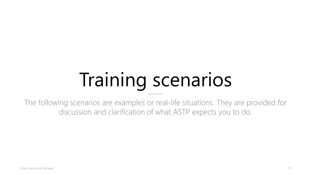 training scenarios