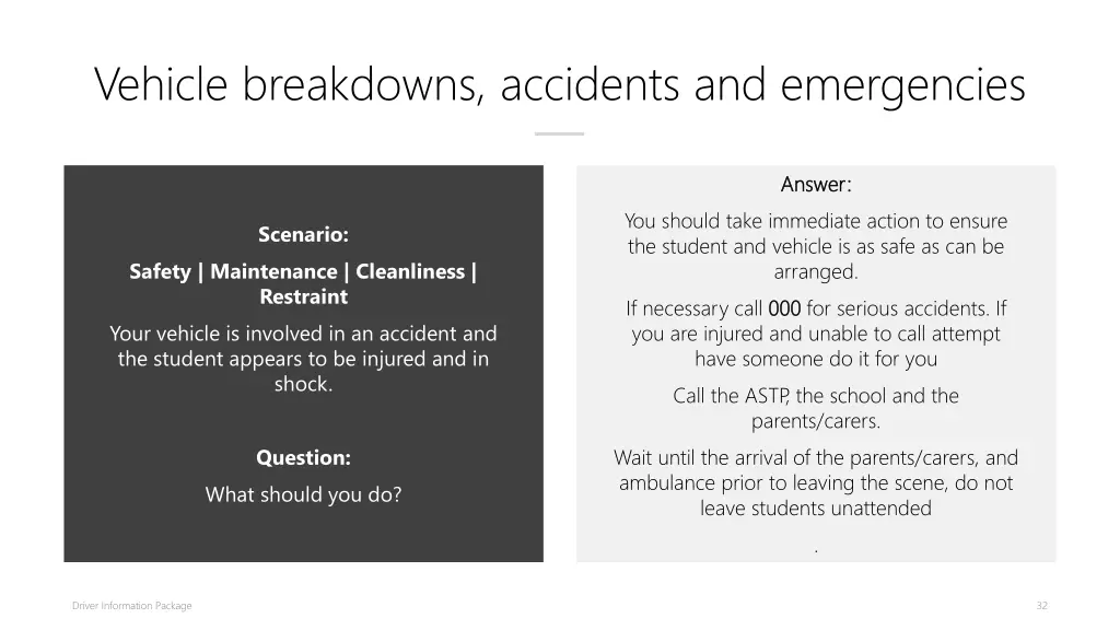 vehicle breakdowns accidents and emergencies