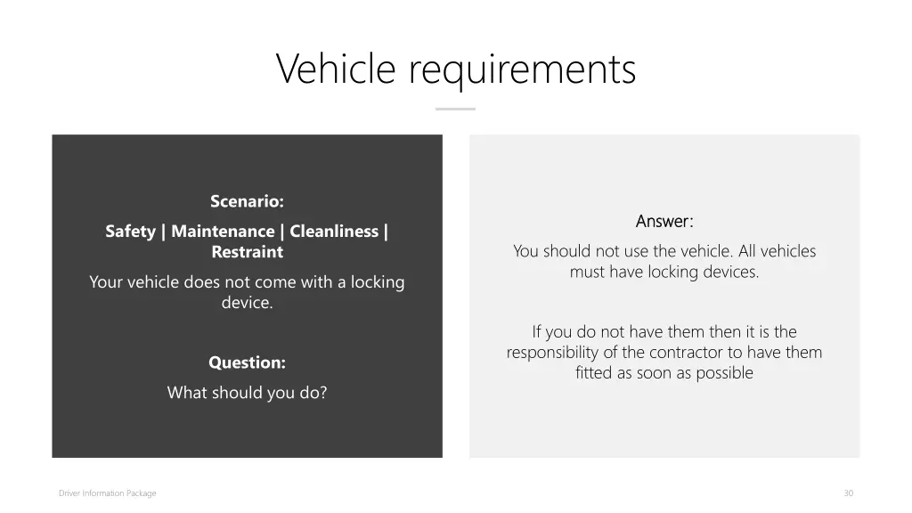 vehicle requirements 1