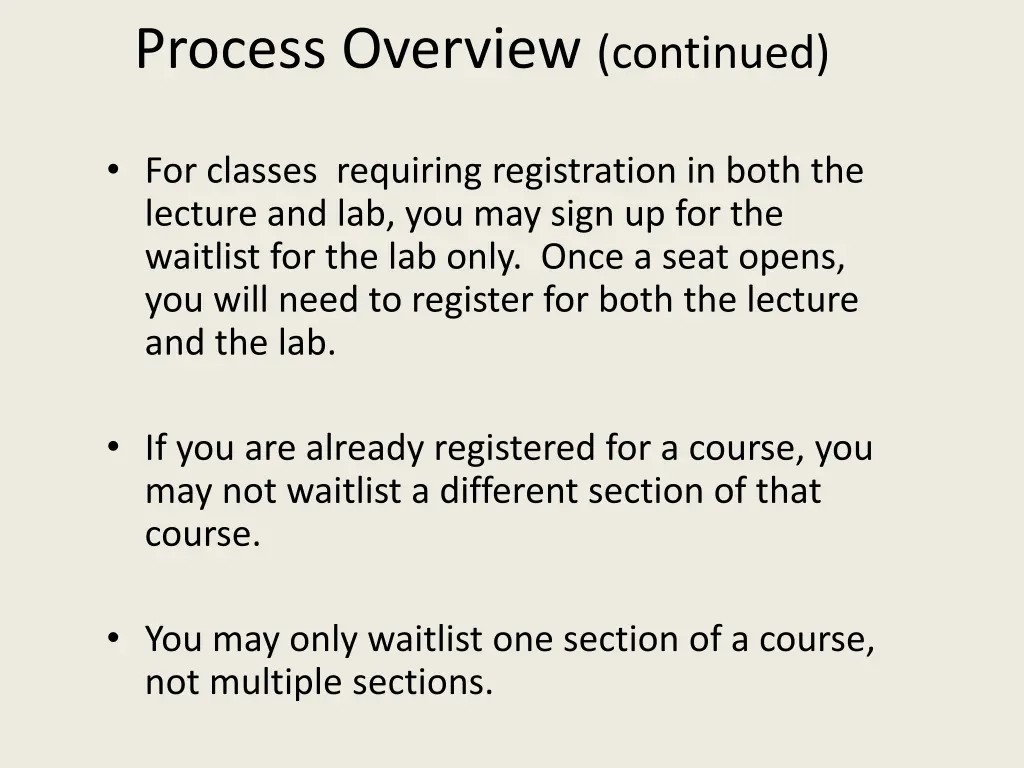 process overview continued