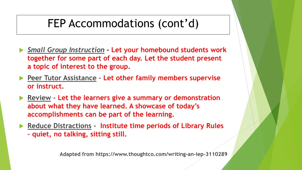 fep accommodations cont d