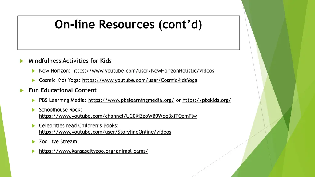 on line resources cont d