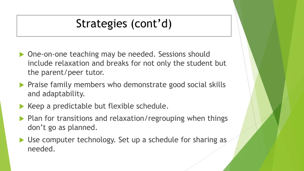 strategies cont d