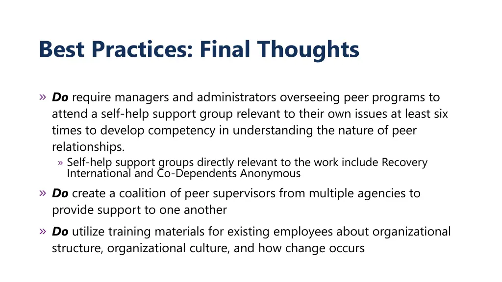 best practices final thoughts