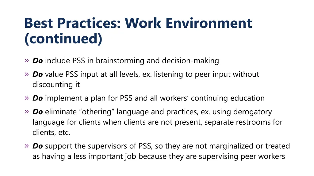 best practices work environment continued 1