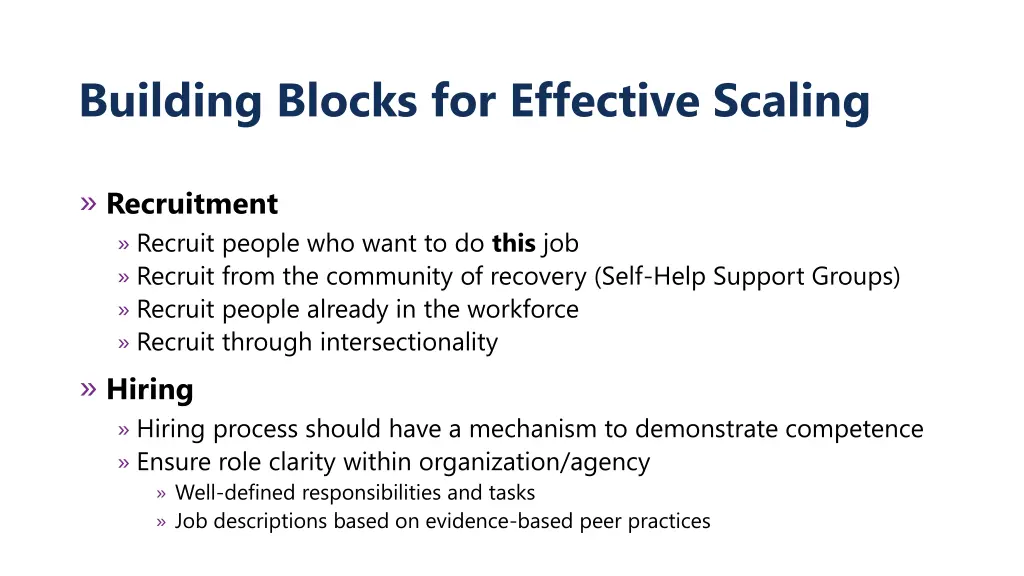 building blocks for effective scaling