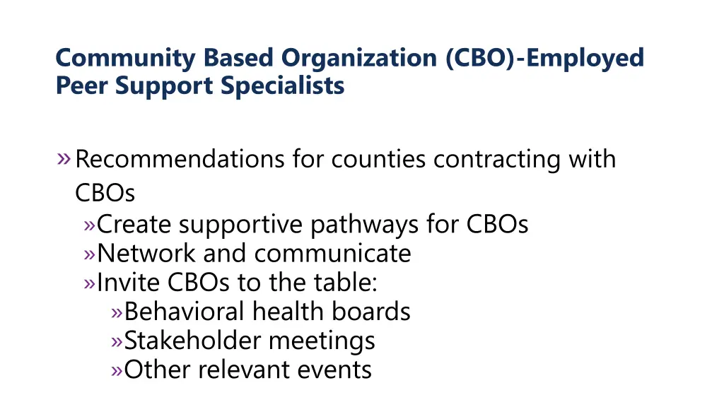 community based organization cbo employed peer