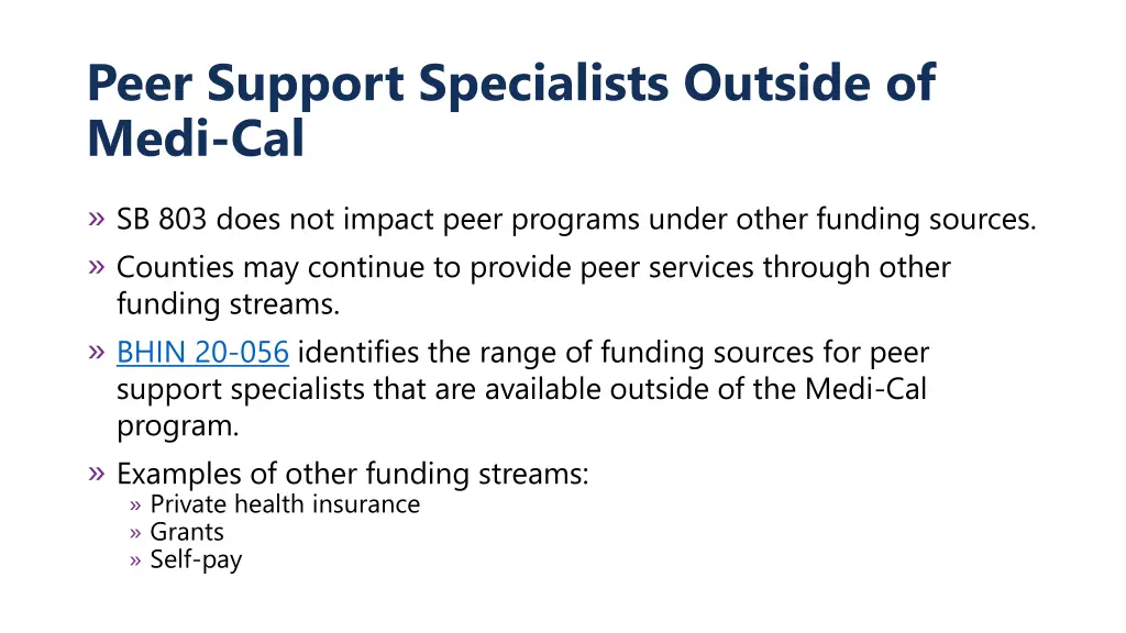 peer support specialists outside of medi cal