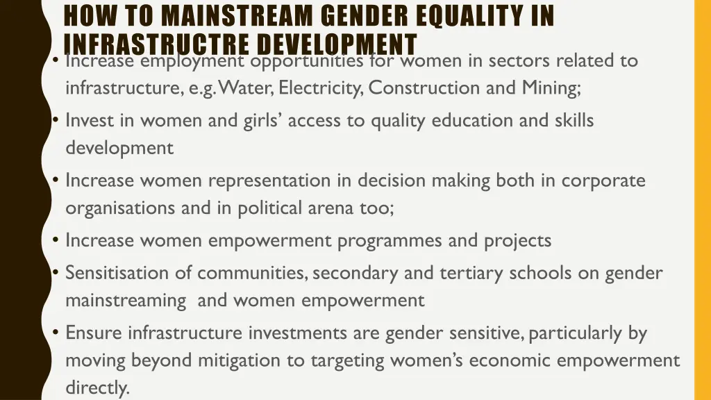 how to mainstream gender equality