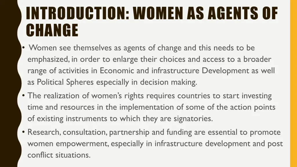 introduction women as agents of change women