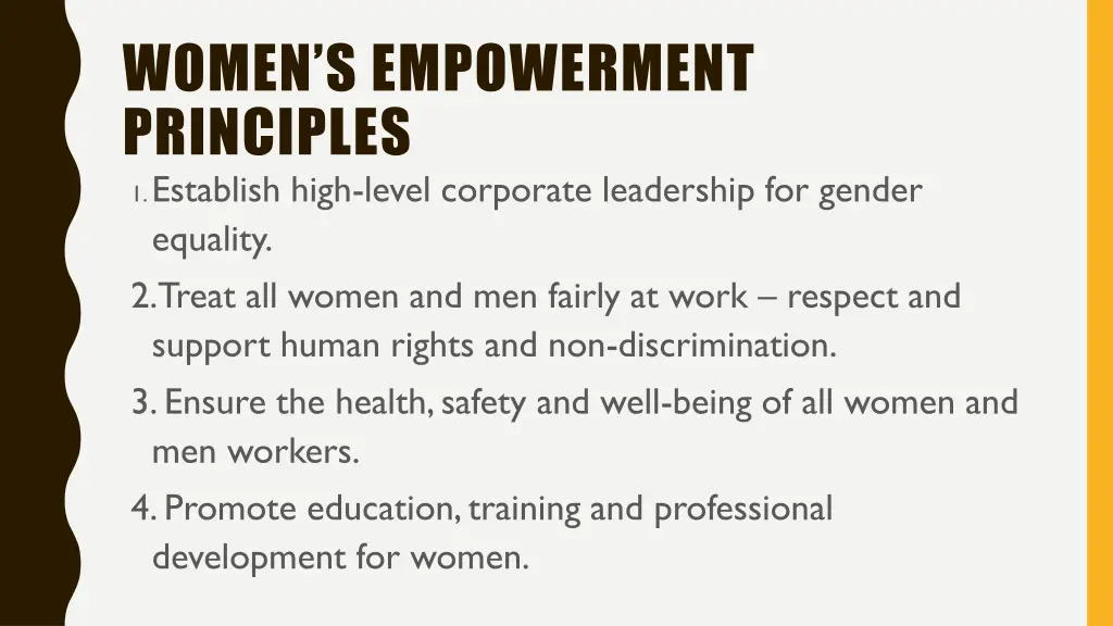 women s empowerment principles 1 establish high