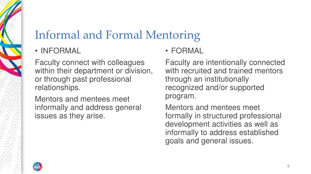 informal and formal mentoring