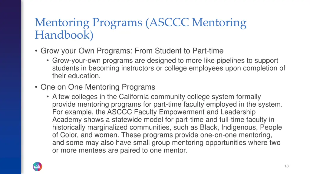 mentoring programs asccc mentoring handbook