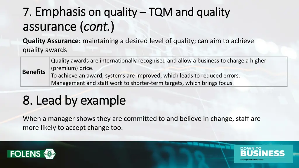 7 7 emphasis emphasis on quality assurance